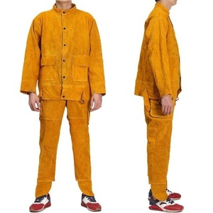 Chaqueta de Soldador de Cuero Reforzado Industrial, Resistente a la Radiación, Protección Contra Vapores, Ropa de Seguridad Contra Incendios - Product Image 1