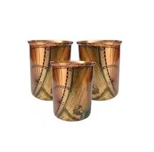 Gobelet décoratif en cuivre avec motif floral, vaisselle rustique écologique pour l'eau et les jus - Product Image 5