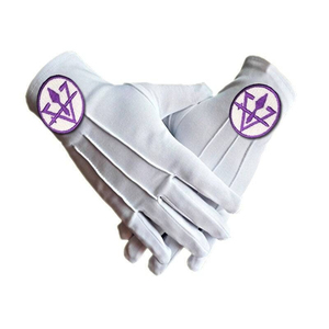 Gants de Maître Maçon pour Loge Bleue, en Coton Blanc, Broderie Machine, Écologiques, Durables, Respirants, pour l'Extérieur, Toutes Saisons, Haute Qualité - Product Image 1