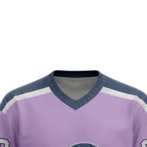 Men Purple Sublimated Ice Hockey Jersey Shorts Set Polyester V Neck Printed <b>Athletic</b> Sportswear Team Training Performance - Product Image 4