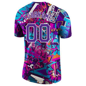 เสื้อเบสบอลกราฟฟิตีแบบสั่งทำพิเศษ พิมพ์ลายทั่วตัว สตรีทแวร์ เสื้อทีม ปักชื่อและหมายเลขตามสั่ง เสื้อผู้ชาย - Product Image 4