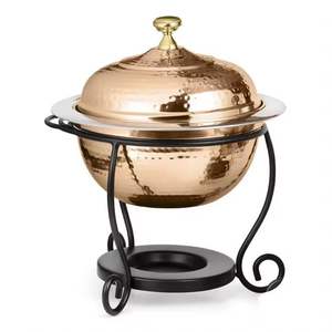 Plat de service rond en acier inoxydable avec couvercle, chauffe-plat pour buffet, plat de service pour la restauration avec support, hôtel, restaurant - Product Image 4