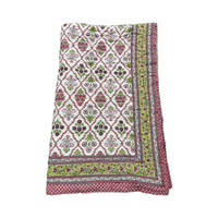 Couette indienne artisanale de Jaipur, style moderne, imprimée à la main, réversible, en voile de coton, motif patchwork, écologique, 60x90