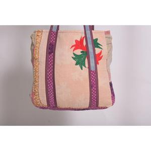 Bolso Tote Vintage Kantha de Algodón Indio Hecho a Mano, Bolso de Hombro Reutilizable y Duradero, Bolso Casual, Regalo para Mujer - Product Image 2