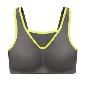 Women's High Quality Spandex/Polyester Plus Size Simple <b>Fitness</b> Sports Bra Top with Front Logo Seamless Breathable <b>Yoga</b> <b>Wear</b> - Product Image 2