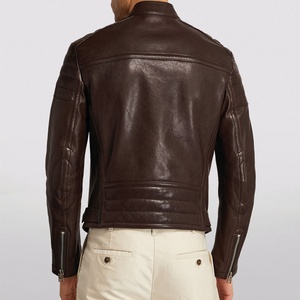 PIHA SPORTS Men's Slim Fit <b>Cafe</b> <b>Racer</b> Motorcycle <b>Jacket</b> Black Brown Real Lambskin Waterproof Reversible Eco-Friendly Winter - Product Image 6