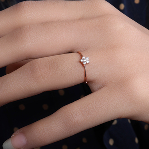 Anillo de Diamantes con Diseño Floral Hecho a Mano - Elegante Joyería de Diseño Chapada en Oro Rosa para Mujeres y Niñas, Ideal para Bodas y Fiestas - Product Image 1