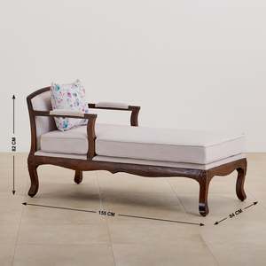 Chaise longue traditionnelle en acajou avec revêtement en tissu et pieds cabriole pour le mobilier de salon - Product Image 6