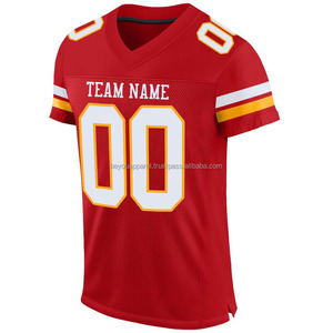 T-shirt de football américain surdimensionné à col en V, à séchage rapide, imprimé rétro, personnalisé en gros, pour hommes - Product Image 1