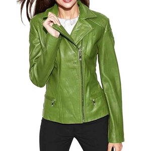 Chaqueta de Cuero para Mujer, Estilo Motero, con Cierre, de Piel de Vaca, para Invierno, Moda Casual, OEM, Personalizada, al por Mayor, Tejida y Transpirable - Product Image 1