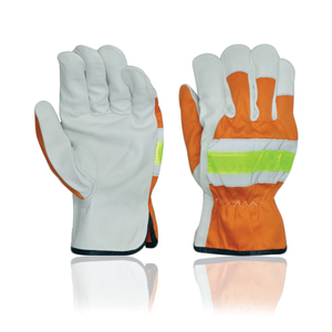 Gants de sécurité en cuir avec paume haute visibilité et bande réfléchissante, respirants et flexibles, pour usage général en salle blanche - Product Image 1