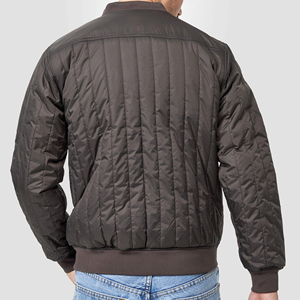 Chaqueta Bomber Acolchada para Hombre, Color Sólido, Cierre de Cremallera, Ropa Exterior Informal de Otoño, Relleno de Poliéster, Cuello Alto, Corte Regular - Product Image 5
