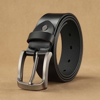 Ceinture formelle pour homme en cuir de vache véritable avec boucle en alliage, robuste, durable, respirante et imperméable, ceinture de travail décontractée