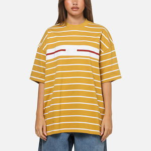 T-shirt ample rayé moutarde pour femme – Qualité supérieure, coupe décontractée – T-shirts pour femme durables, très demandés - Product Image 2