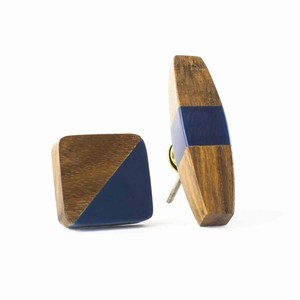 Poignée de meuble en résine Oceanwood Luxe, bleu marine, faite à la main, poignée de tiroir géométrique moderne, bouton de meuble en bois - Product Image 1