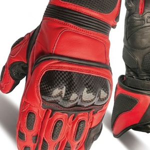 Gants de moto en cuir de vachette rouge et noir, gants de course à doigts entiers respirants, poignets ajustables pour le cyclisme - Product Image 2