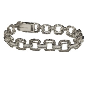 สร้อยข้อมือเพชรสไตล์ฮิปฮอปที่ออกแบบมาอย่างมีเอกลักษณ์พร้อมลูกเทนนิสคิวบาทรงกลมและตัดเพชรเป็นเหลี่ยม - Product Image 2