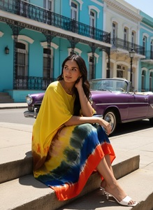 High Quality Designer Rayon <b>Kaftan</b> Tie Dyed <b>Summer</b> Daily Wear Regular Fit Sweetheart neck at Best Price by Supplier - Product Image 2