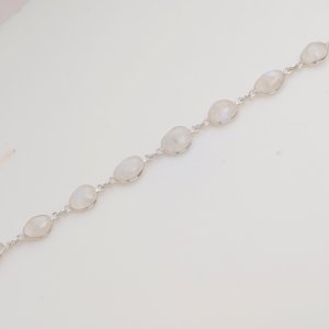 Natural Rainbow Moonstone Classic Bracelet 925 Sterling Silver Adjustable Link Gemstone Jewelry Minimalist Dainty <b>Gift</b> For Her - Product Image 4