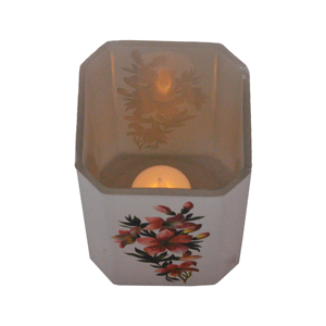 Floral Print <b>Wax</b> Jar Glass Design Multiple Colored Painted Design T-light Holder Tableware Glass, High Quality, Candle Jar - Product Image 2