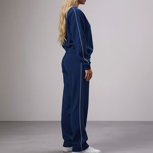 Novedad 2026: Conjunto de 2 piezas de algodón 100% de alto gramaje para invierno, chándal vintage bordado, ajuste cómodo, color liso, estilo Hip Hop - Product Image 2