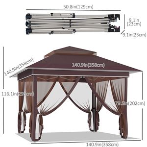 12FT X 12FT Pop up <b>Canopy</b> <b>Tent</b> with Netting Instant 137 Sq.ft Shade Sun Shelter for Parties High Height with Carry Bag - Product Image 2