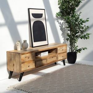 Meuble TV en rotin à six tiroirs Vandana Lunaris Prime, console de divertissement moderne en rotin naturel tressé - Product Image 4