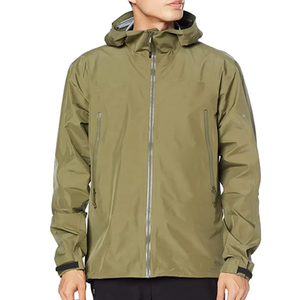Men's Waterproof Hooded <b>Windbreaker</b> Jacket Solid <b>Black</b> Zipper Closure Sporty Style Winter Wear Regular Fit Polyester Shell - Product Image 4