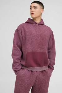 Survêtement à capuche pour homme, couleur unie, coupe ample, sweat-shirt à manches longues avec poches latérales, coton mi-lourd, vêtements d'automne - Product Image 6