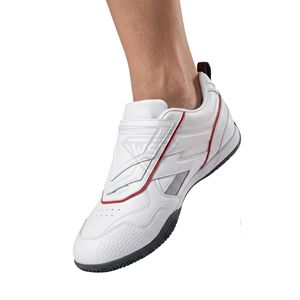 <b>White</b> Low Top Red Piping Detail Karate Shoes <b>Heel</b> Counter Stabilizer Indoor Uniform Compliant Martial Arts Karate Shoes - Product Image 2