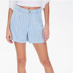 Women Striped Woven Above Knee Shorts Casual Spring Summer Regular Fit 2 Piece <b>Set</b> - Product Image 3