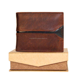 Portefeuille RFID en cuir véritable de qualité supérieure pour hommes, porte-cartes avec logo personnalisé et fermeture ouverte, vente en gros, design court en polyester - Product Image 1