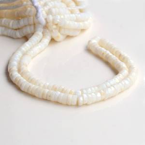 Perles de pierres précieuses opale blanche naturelle facettées, forme pneu, rondelle, heishi, pour la fabrication de bijoux, fil de pierres en vrac - Product Image 2