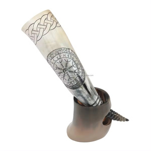 Genuine Viking Polished Eco-Friendly Organic Material 12inch Adjustable Handmade Display <b>Stand</b> Included Animal Style <b>Drinking</b> - Product Image 3