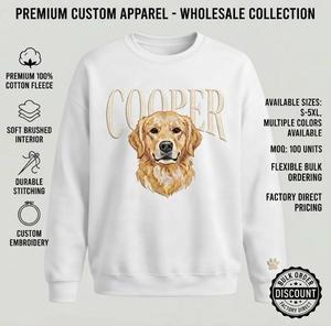 Custom Name <b>Dog</b> Portrait Winter Knitted Embroidery Front Unisex Sweatshirt White Pullover Hoodie Pet <b>Memorial</b> Crew Neck - Product Image 6