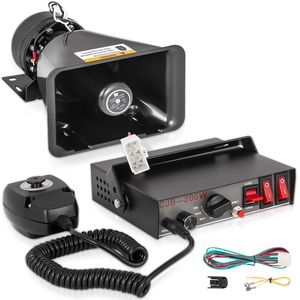 200W Kit di allarme del veicolo con 7 suono forte altoparlante PA sistema di emergenza sirena microfono per auto - Product Image 1