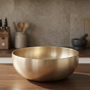 Cuenco de latón decorativo hecho a mano con acabado de oro cepillado, usado para Decoración de mesa, hogar, mesa central, venta al por mayor, indio - Product Image 1