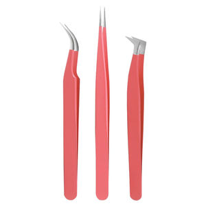 Lot de 3 pinces à épiler roses en acier inoxydable, qualité supérieure, outils de beauté et de précision pour cils, faible MOQ, vente en gros - Product Image 1