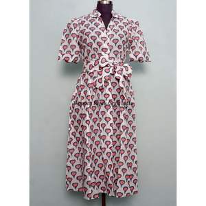 Belle robe à imprimé floral, robe boutonnée, robe décontractée pour femmes, robe imprimée à manches courtes et longues pour femmes - Product Image 1