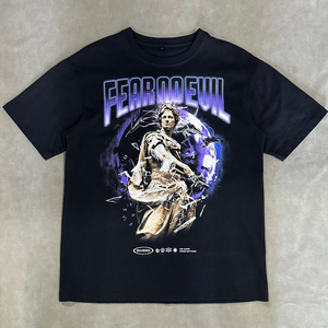 เสื้อยืดคอกว้างทรงบ็อกซี่ ผ้าเจอร์ซีย์คอตตอน 100% หนักพิเศษ ขนาดใหญ่พิเศษ 180 กรัม ตัดเย็บแบบครอป สำหรับผู้ชาย พิมพ์ลาย ป้องกันขนร่วง ระบายอากาศได้ดี - Product Image 1