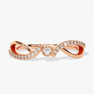 Bague de Fiançailles et de Promesse en Or Blanc 14K Plaqué Rhodium avec Diamant de Laboratoire Sertie en Bezel, Certifiée IGI, Modèle Infinity Twist à Bande Partagée - Product Image 3