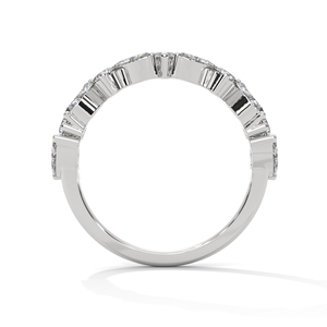 Bague demi-bague en argent sterling avec diamants de laboratoire, design en grappe incurvée, pour femme, bijoux d'anniversaire de mariage - Product Image 3