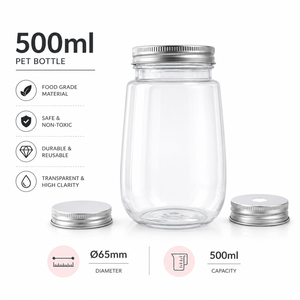 ขวดพลาสติก PET เกรดอาหารขนาด 500 มล. รุ่น TB500-33 พร้อมฝาเกลียวโลหะ สำหรับน้ำผลไม้และน้ำดื่ม จัดส่งได้ทั่วโลก - Product Image 1