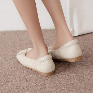 Ballerines en cuir souple pour femmes Ann'S, style minimaliste, décontractées, plates, blanches - Product Image 6