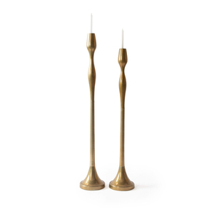 Porte-bougies en laiton antique à tige torsadée, support de bougie conique en métal, bougeoir vintage en bronze pour la décoration de table de mariage - Product Image 2