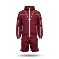Ensemble streetwear maternité coupe-vent uni avec short et veste zippée deux pièces unisexe été 100% coton imperméable