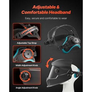 Casco per saldatura auto-oscurante con 4 sensori ad arco, maschera per saldatori a colori reali da 10x6 cm, alimentata a energia solare, ampia gamma di tonalità - Product Image 5