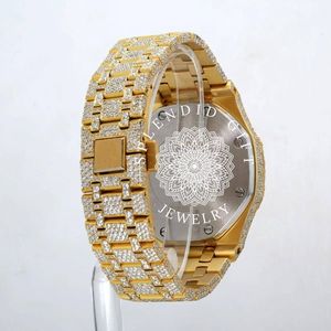 Luxury Men's Silver Moissanite Sapphire Crystal ETA Quartz Analog <b>Watch</b> Round <b>Case</b> Butterfly Clasp 15mm Band Water Resistant 10m - Product Image 3