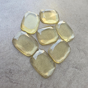 Quality Lemon Quartz Tablet Cut <b>Cushion</b> Shape Calibrated Flat Back Gemstone - Product Image 4