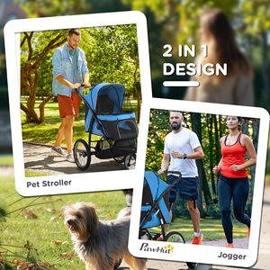 Blue Pet Stroller for Small Medium <b>Dogs</b> Adjustable Canopy Safety Tether Storage Basket <b>Button</b> Closure Aluminium Carriers - Product Image 5